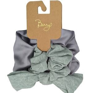 Hair Scrunchie Set Green Blue Bow Ponytail by Berry